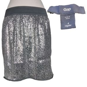 Gap Silver Sequins Skirt Size 4 Regular
